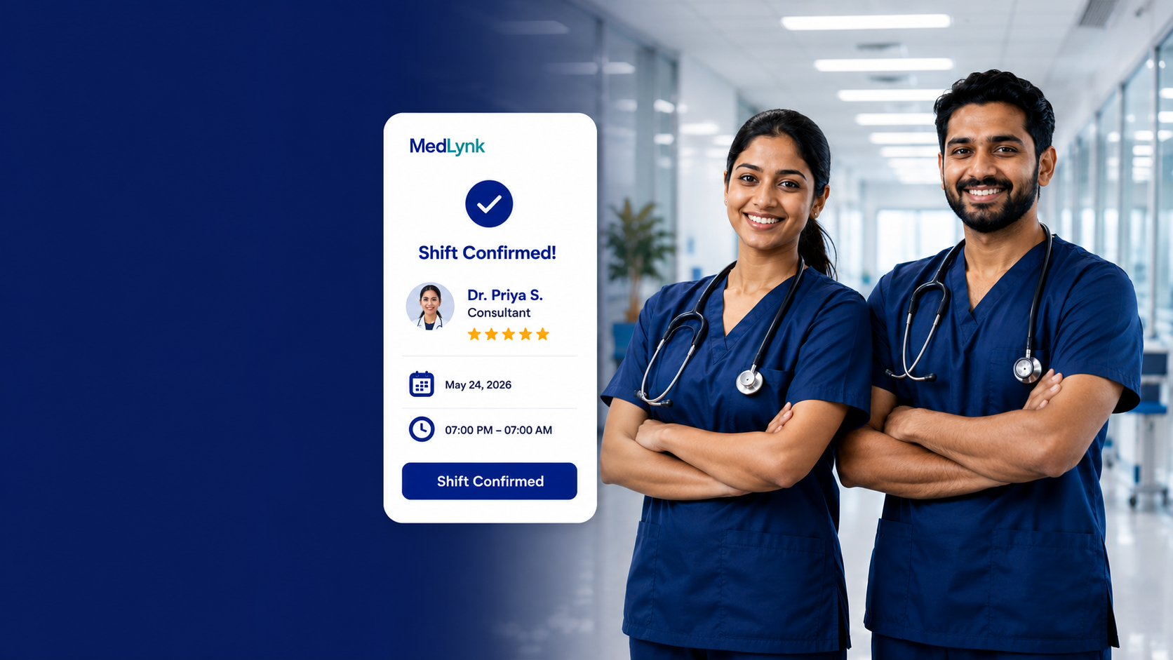 Healthcare professional accepting an on-demand shift on the MedLynk app
